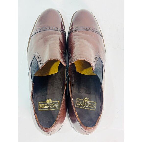 Stacy Adams Shoes Biscuit Brown Madison Loafer Leather 00017-02 Sz 13 D Cap Toe - Picture 11 of 12